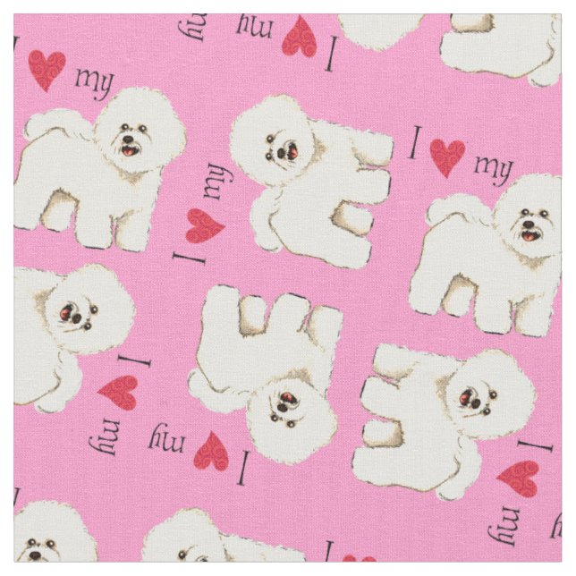 I Love my Bichon Fabric (Close Up)