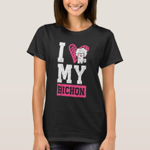 I Love My Bichon Frise Curly Hair Pup Puppy   T-Shirt