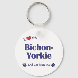 I Love My Bichon-Yorkie (Female Dog) Keychain