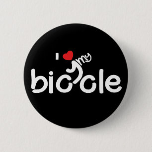 I love my bicycle typography 2 inch round button