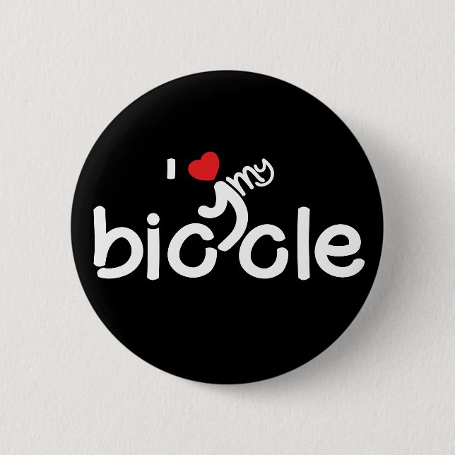 I love my bicycle typography 2 inch round button (Front)