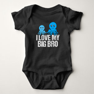 I Love My Big Bro Cute Little Brother Octopus Baby Bodysuit