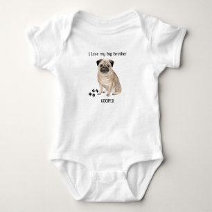 I Love My Big Brother Pug Dog for Baby Bodysuit