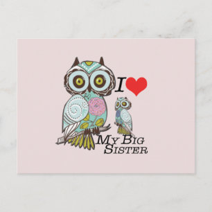 I-Love my-big Sister Owls  Multiple Product Select Postcard