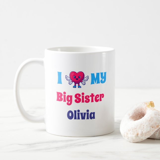 i Love my Big Sister Personalized Sister Name Coffee Mug (With Donut)