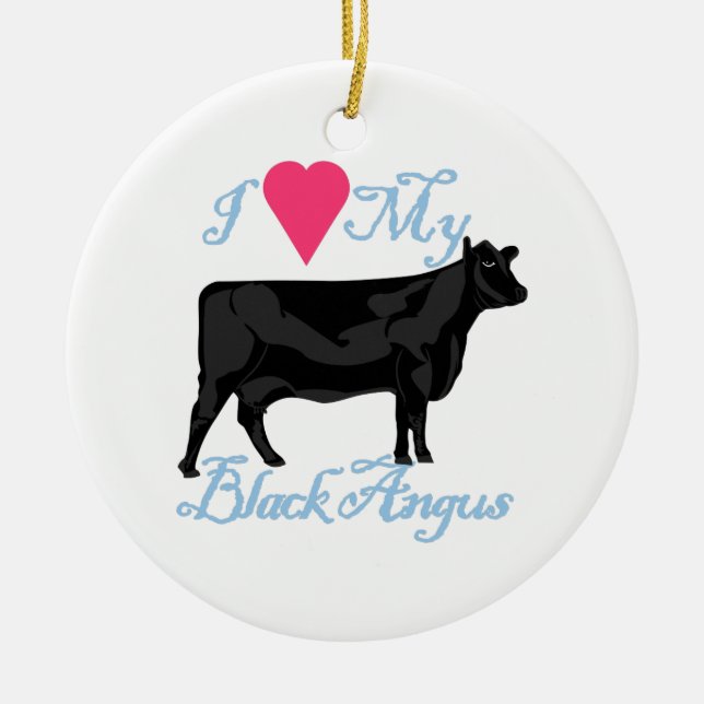 I Love My Black Angus Ceramic Ornament (Front)