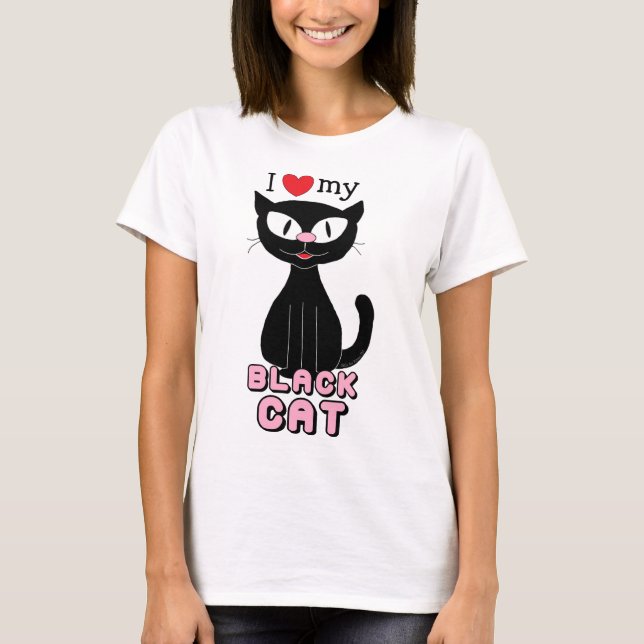 I Love My Black Cat (Hilda the Kitten™) T Shirt (Front)