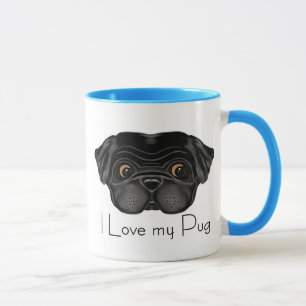 I Love My Black Pug Cute Black Pug and Love Quote Mug