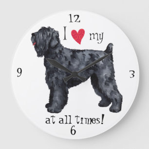 I Love my Black Russian Terrier Large Clock