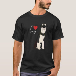 I Love My Black & White Schnauzer Dog T-Shirt