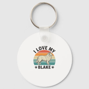 I Love My Blake Dog Retro Engraving Design_1 Keychain