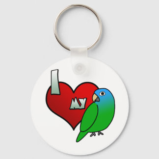 I Love my Blue Crowned Conure Keychain