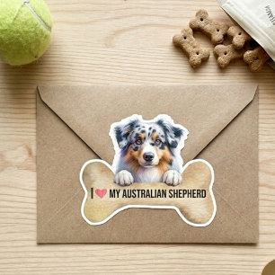 I Love My Blue Merle Australian Shepherd Dog Bone