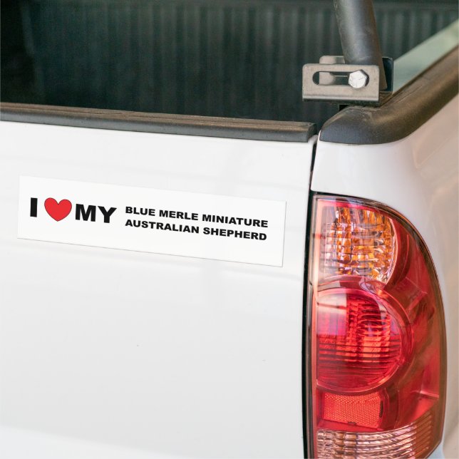 i love my blue merle mini aussie bumper sticker (On Truck)
