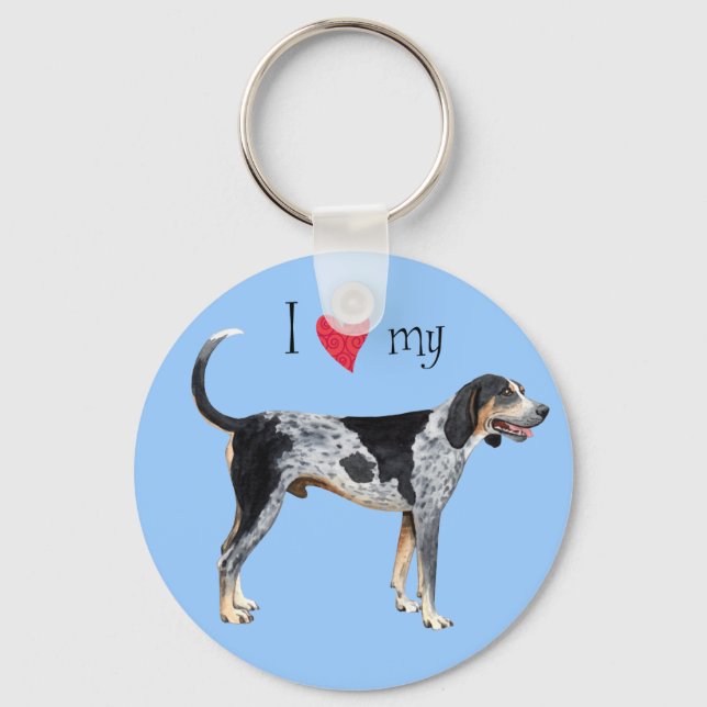 I Love my Bluetick Coonhound Keychain (Front)