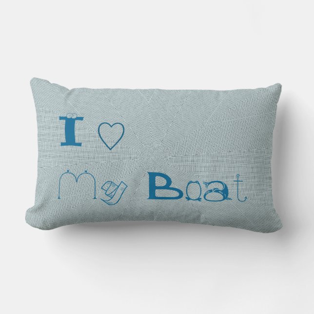 I Love my Boat White Throw Pillow (Front)