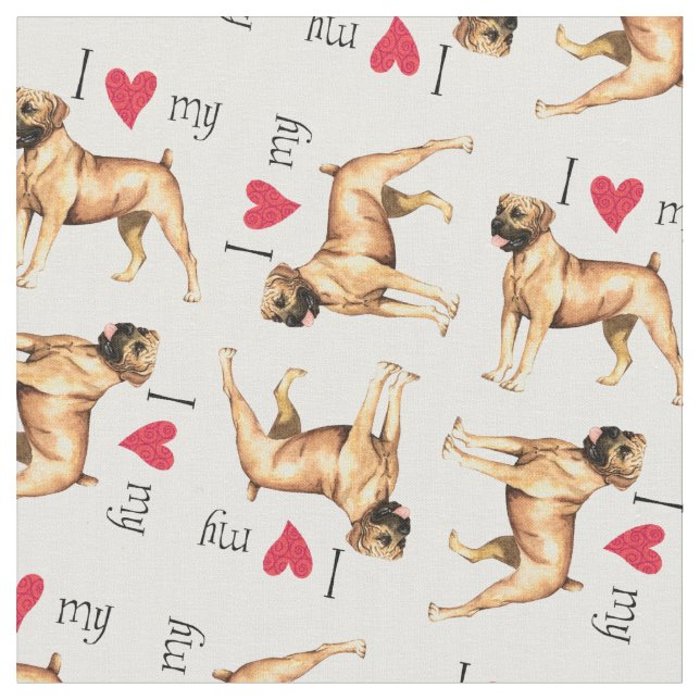 I Love my Boerboel Fabric (Close Up)