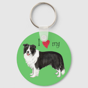 I Love my Border Collie Keychain