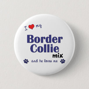 I Love My Border Collie Mix (Male Dog) 2 Inch Round Button