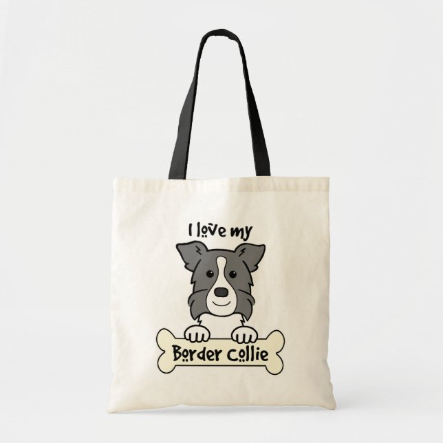 I Love My Border Collie Tote Bag (Front)
