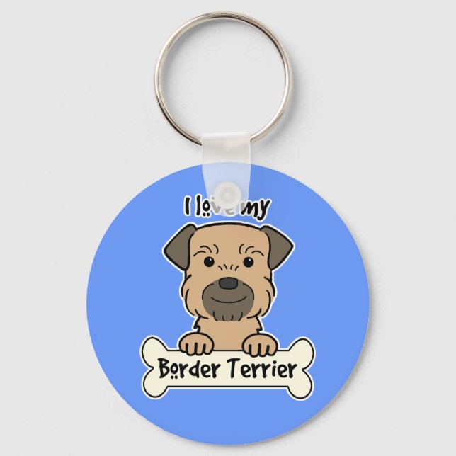 I Love My Border Terrier Keychain (Front)