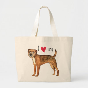 I Love my Border Terrier Large Tote Bag