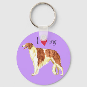 I Love my Borzoi Keychain