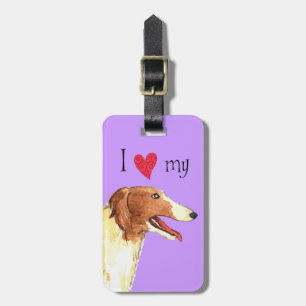 I Love my Borzoi Luggage Tag
