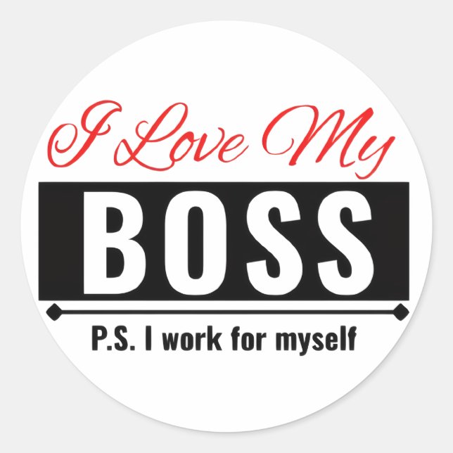 I Love My Boss Classic Round Sticker (Front)