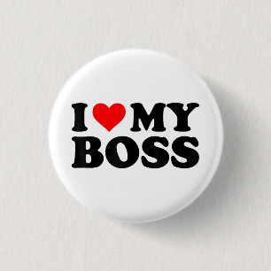 I Love My Boss Funny Red Heart Boss I Heart My Bos 1 Inch Round Button