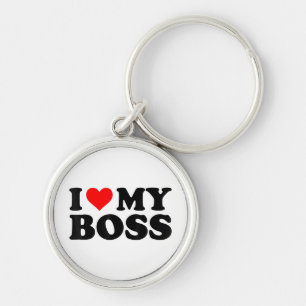 I Love My Boss Funny Red Heart Boss I Heart My Bos Keychain