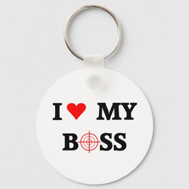 I Love My Boss Keychain (Front)