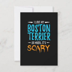 I Love My Boston Terrier Dog Mom Scary Halloween RSVP Card