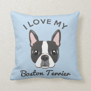 "I Love My Boston Terrier" Throw Pillow