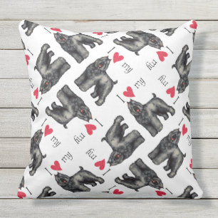 I Love my Bouvier Outdoor Pillow