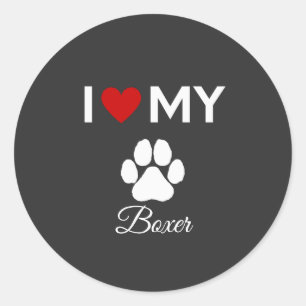 I love my Boxer dog custom name Classic Round Sticker