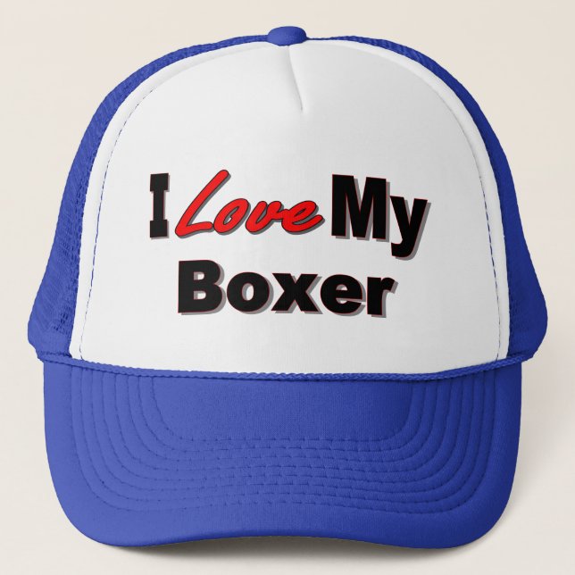 I Love My Boxer Dog Lover Merchandise Trucker Hat (Front)