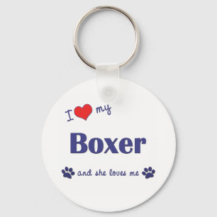 I Love My Boxer (Female Dog) Keychain