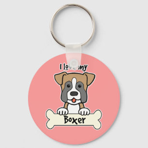I Love My Boxer Keychain