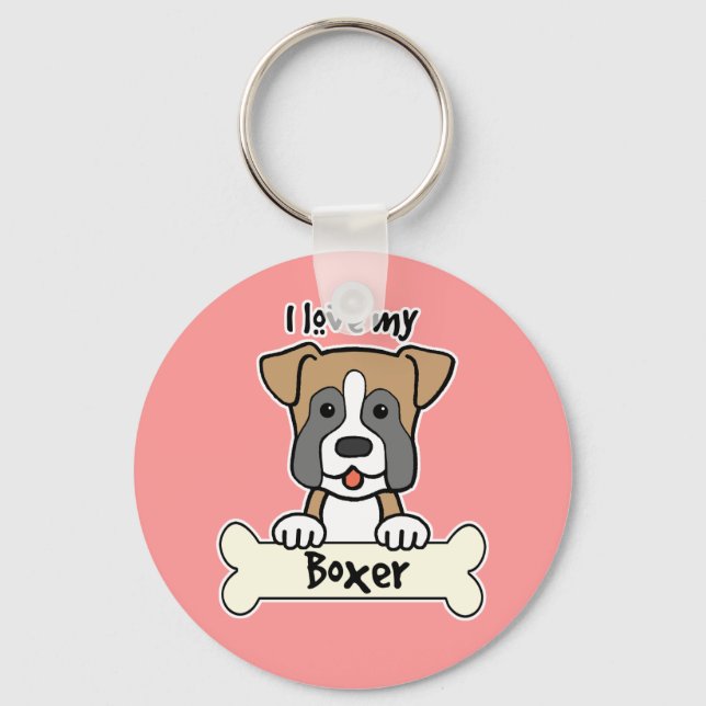 I Love My Boxer Keychain (Front)