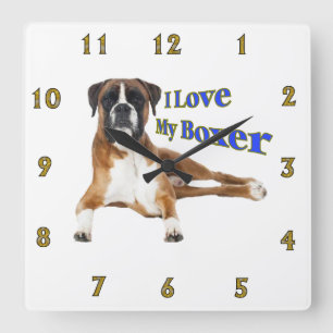 I Love my Boxer Square Wall Clock