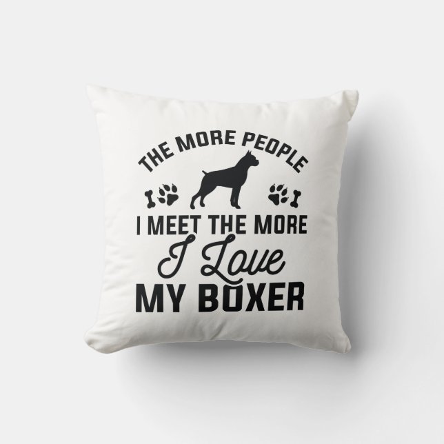 I Love My Boxer Throw Pillow (Front)