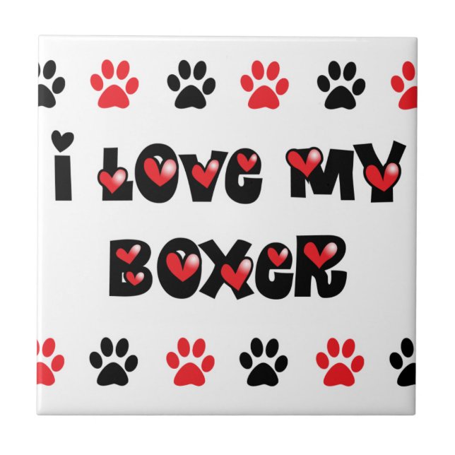 I Love My Boxer Tile (Front)