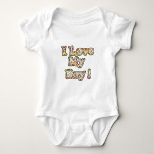  I Love My Boy Design Cool Vintage Collection Text Baby Bodysuit