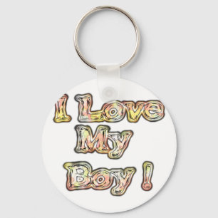  I Love My Boy Design Cool Vintage Collection Text Keychain