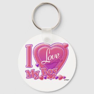 I Love My Boy pink/purple - heart Keychain