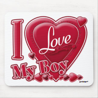 I Love My Boy red - heart Mouse Pad