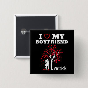 I Love my Boyfriend 2 Inch Square Button