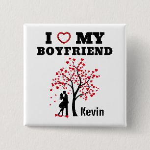 I Love my Boyfriend 2 Inch Square Button