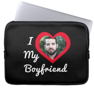 I Love My Boyfriend Bae Personalized Custom Photo Laptop Sleeve